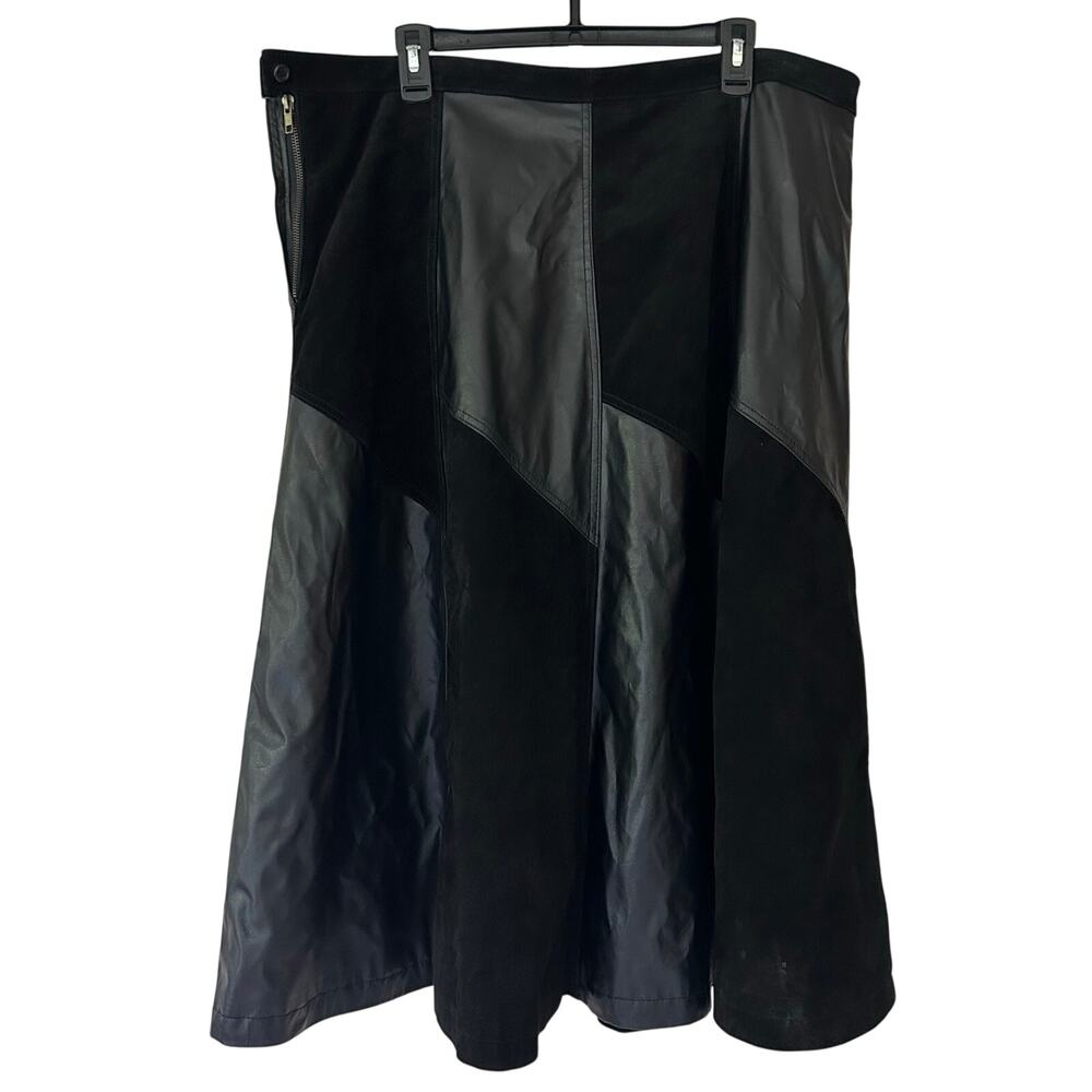 Jamie Nicole Vintage Genuine Leather Patchwork Midi Skirt Black emo goth boho 22 - Picture 6 of 8